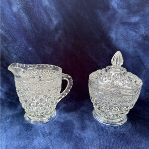 Vintage Anchor Hocking Wexford Crystal creamer and sugar set